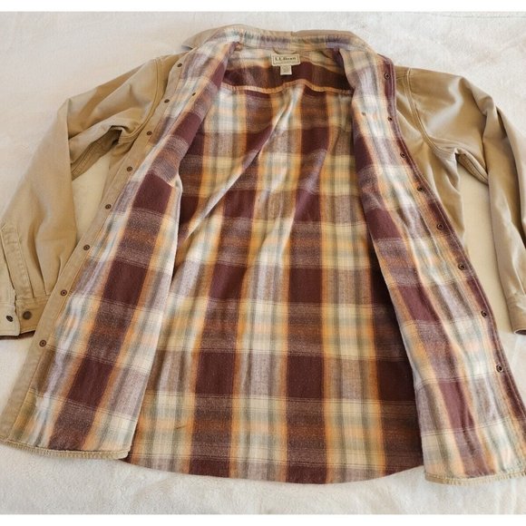 L.L. Bean Other - LL Bean Flannel Lined Canvas Barn Field Coat Jacket Button Mens Size Large Tall